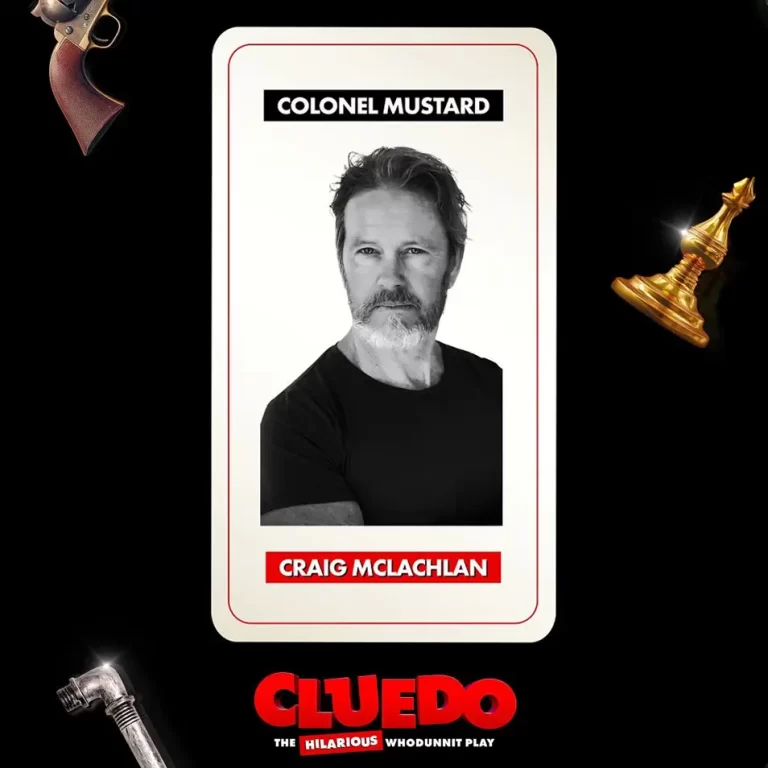 Craig McLachlan as Colonel Mustard in Cludo, the play